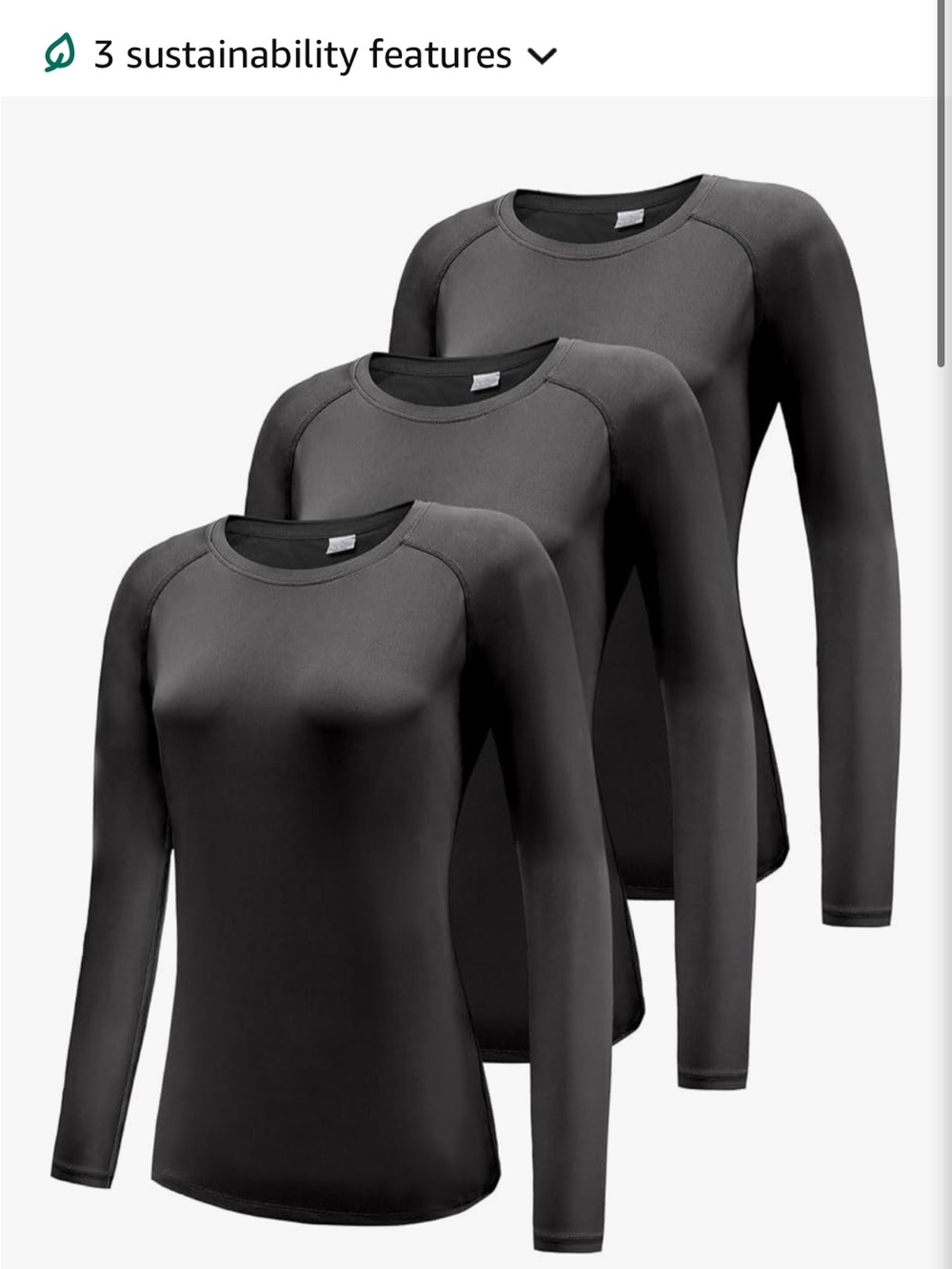 Women’s Long-Sleeve black Crewneck Tee — 3 pack